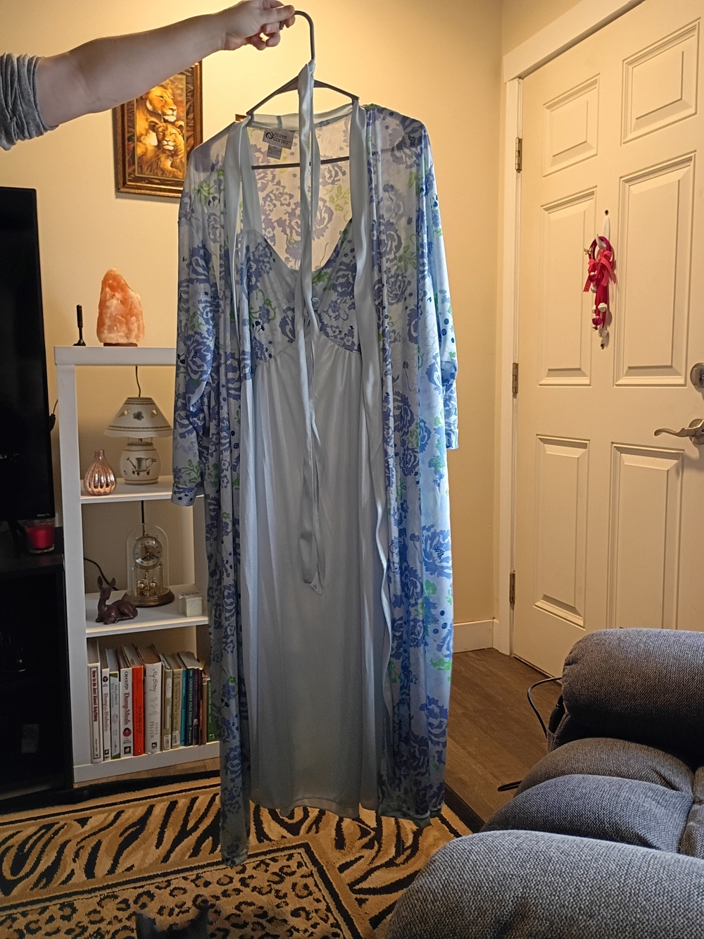 Blue Floral Long Robe & Nightgown Set by Cozee Corner